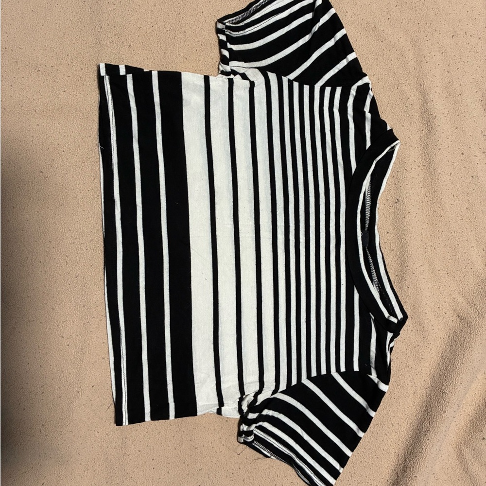 Black and White Striped Crop Top
